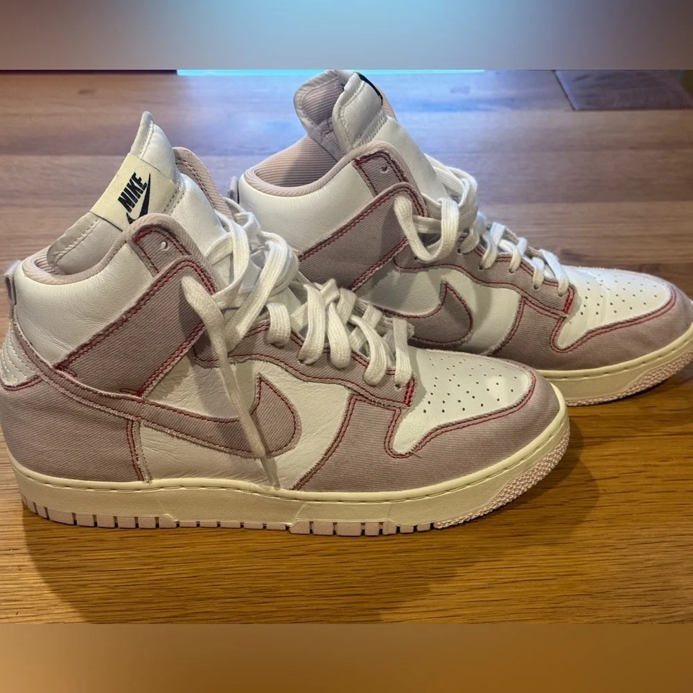 Nike Dunk High White Pink Canvas Sneakers Women’s | Retro Streetwear | Size 11.5